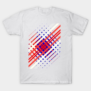 Red And Blue Lines Seamless Pattern, Geometric T-Shirt